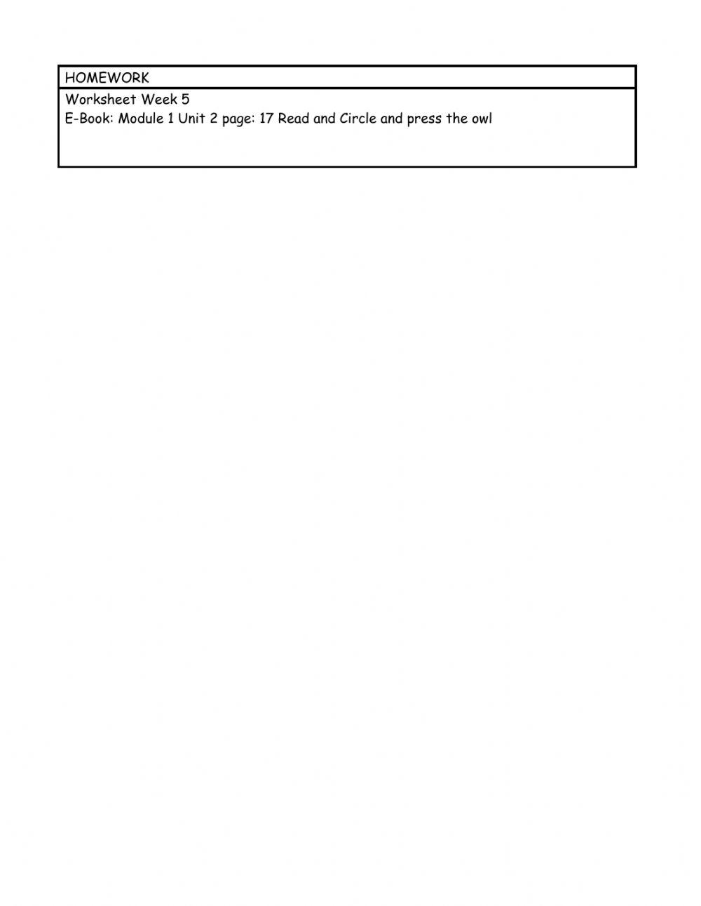 Level 3 Week 5 weekly plan