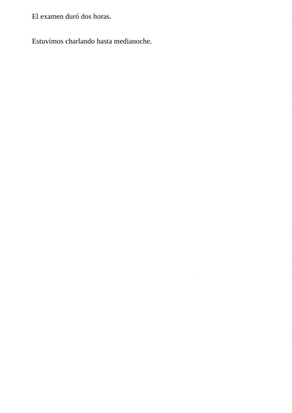 Review work 9 - Translation from Spanish (past simple & continuous))