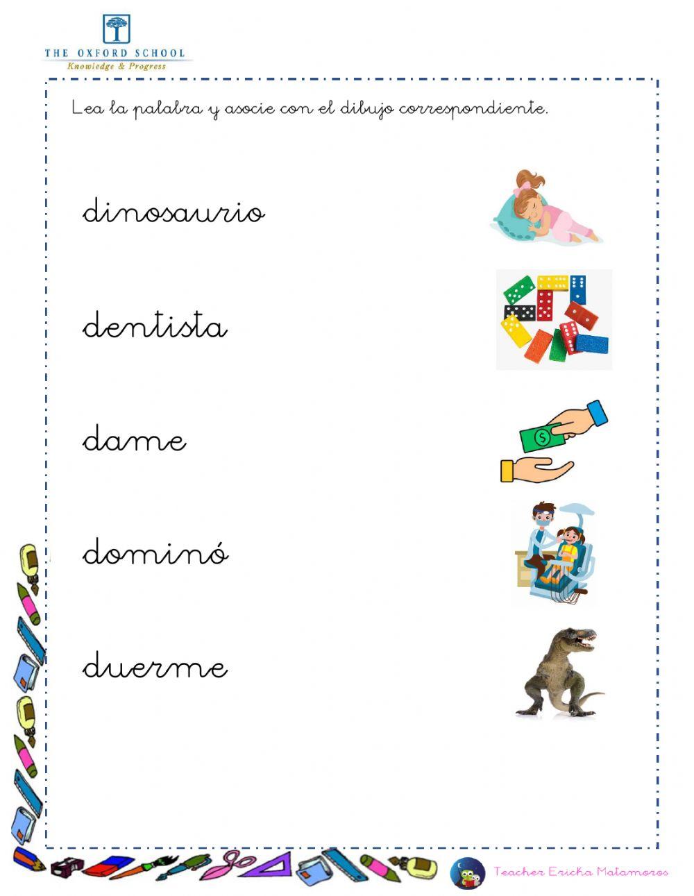 Lectura de palabras con d