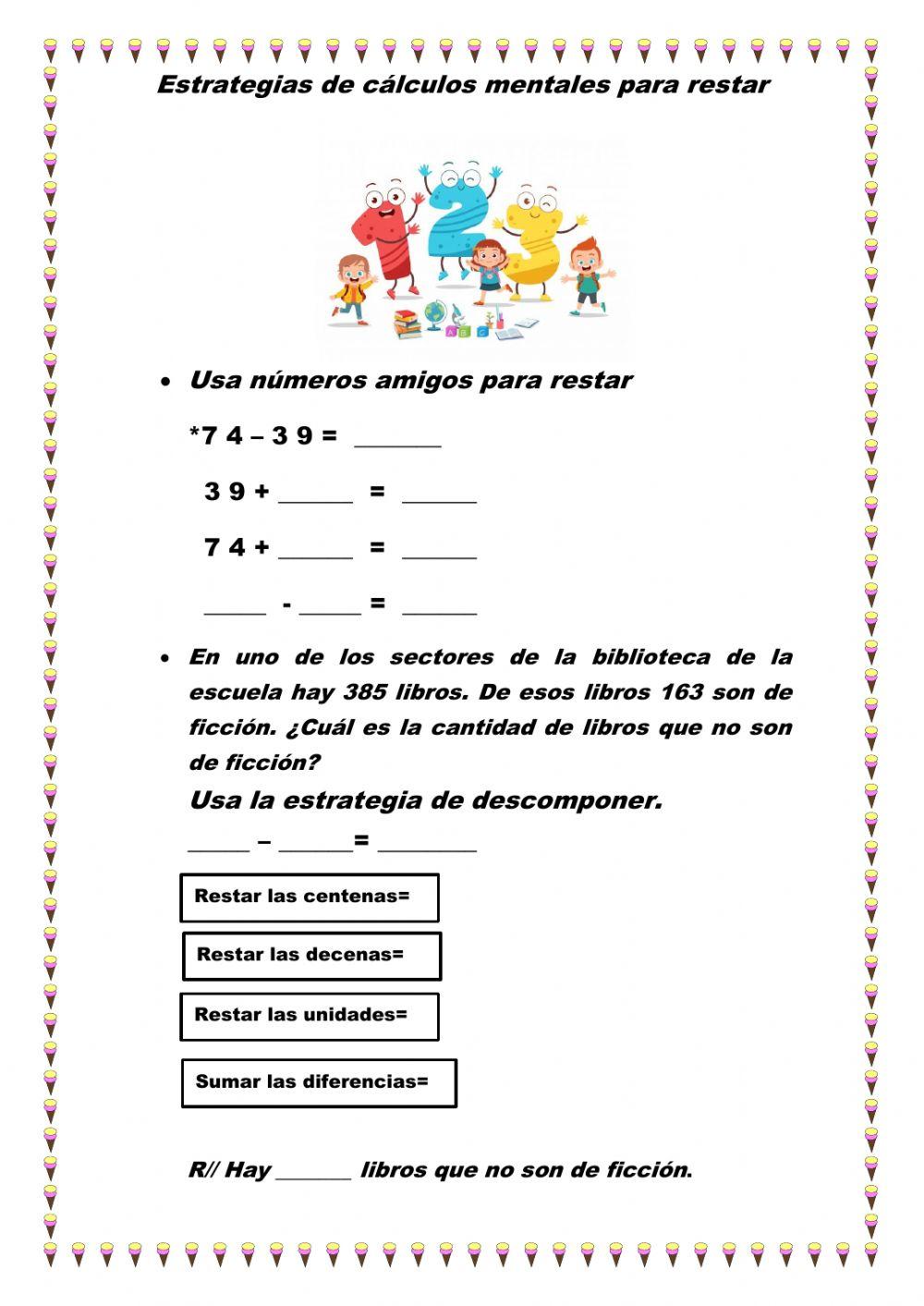 Estrategias de cálculos mentales para restar