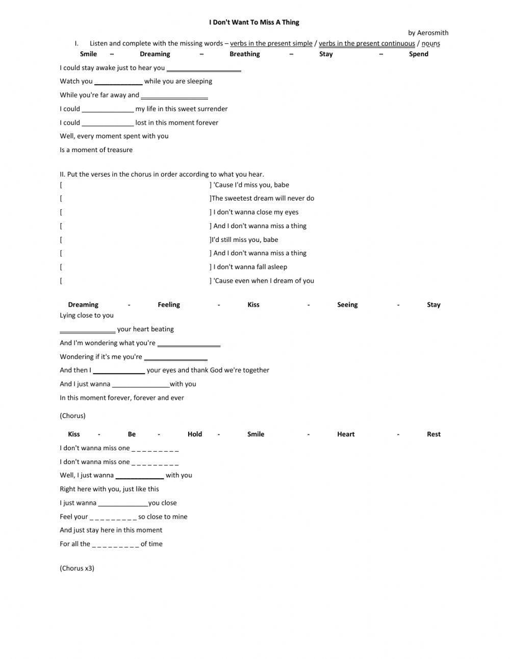 I don't want to miss a thing, by Aerosmith