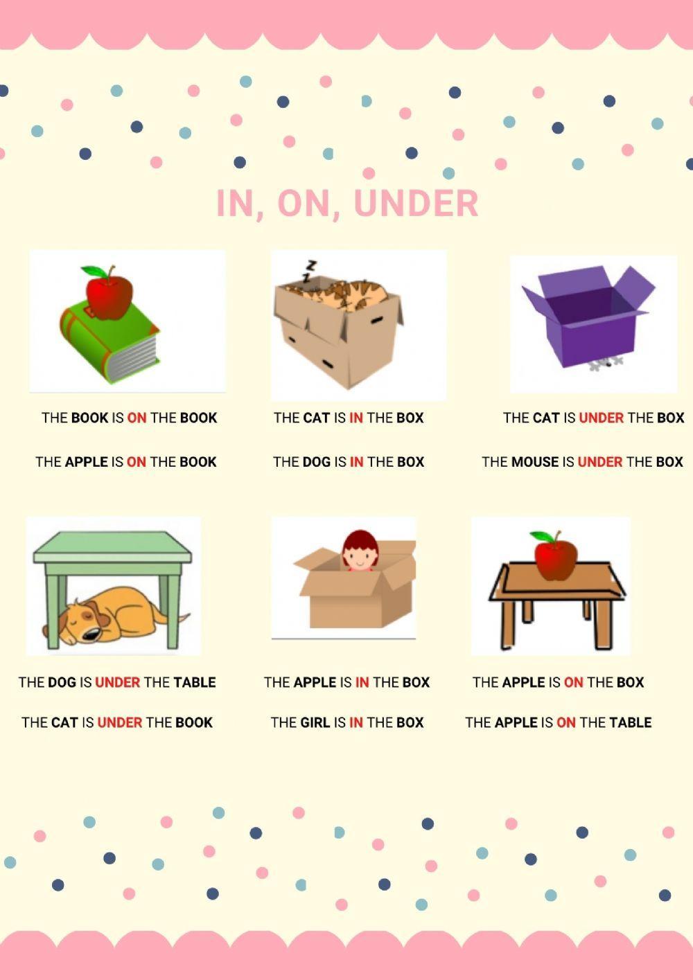 In, on and under - Learning about prepositions