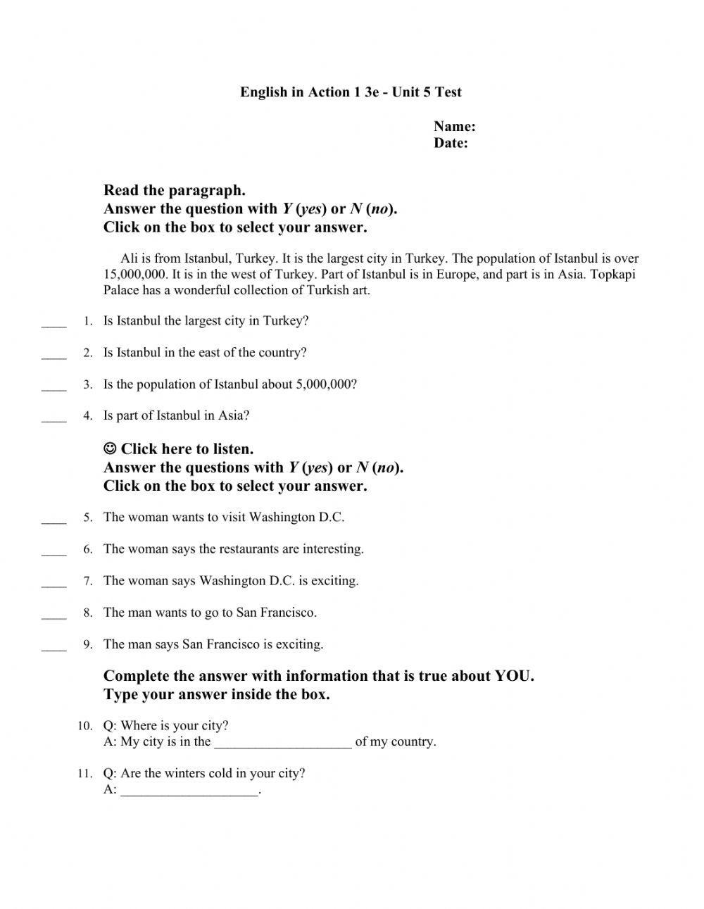 English In Action Unit 5