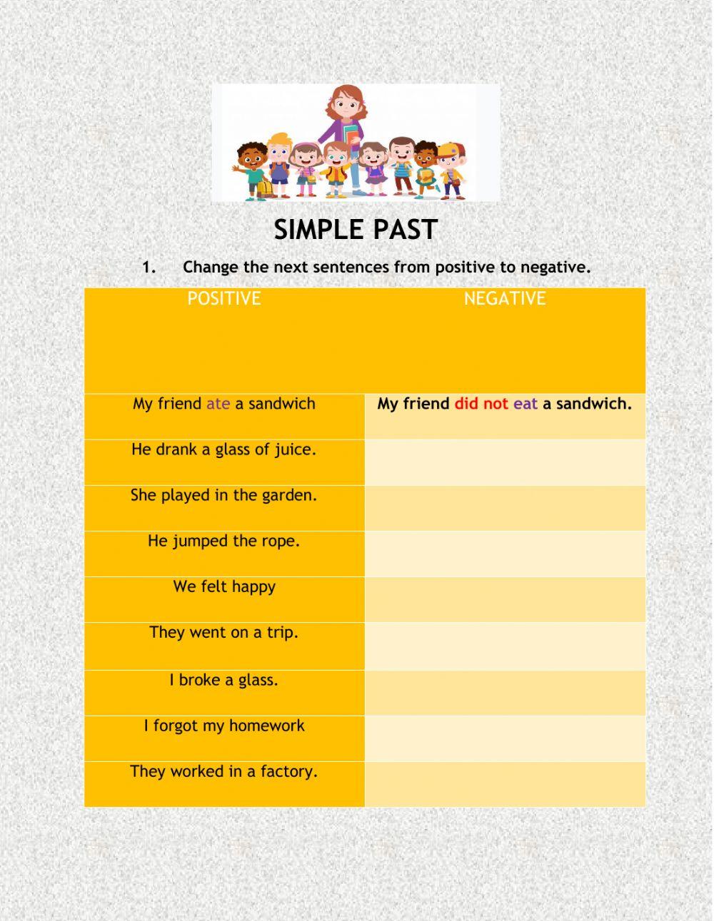 Simple past positive and negative