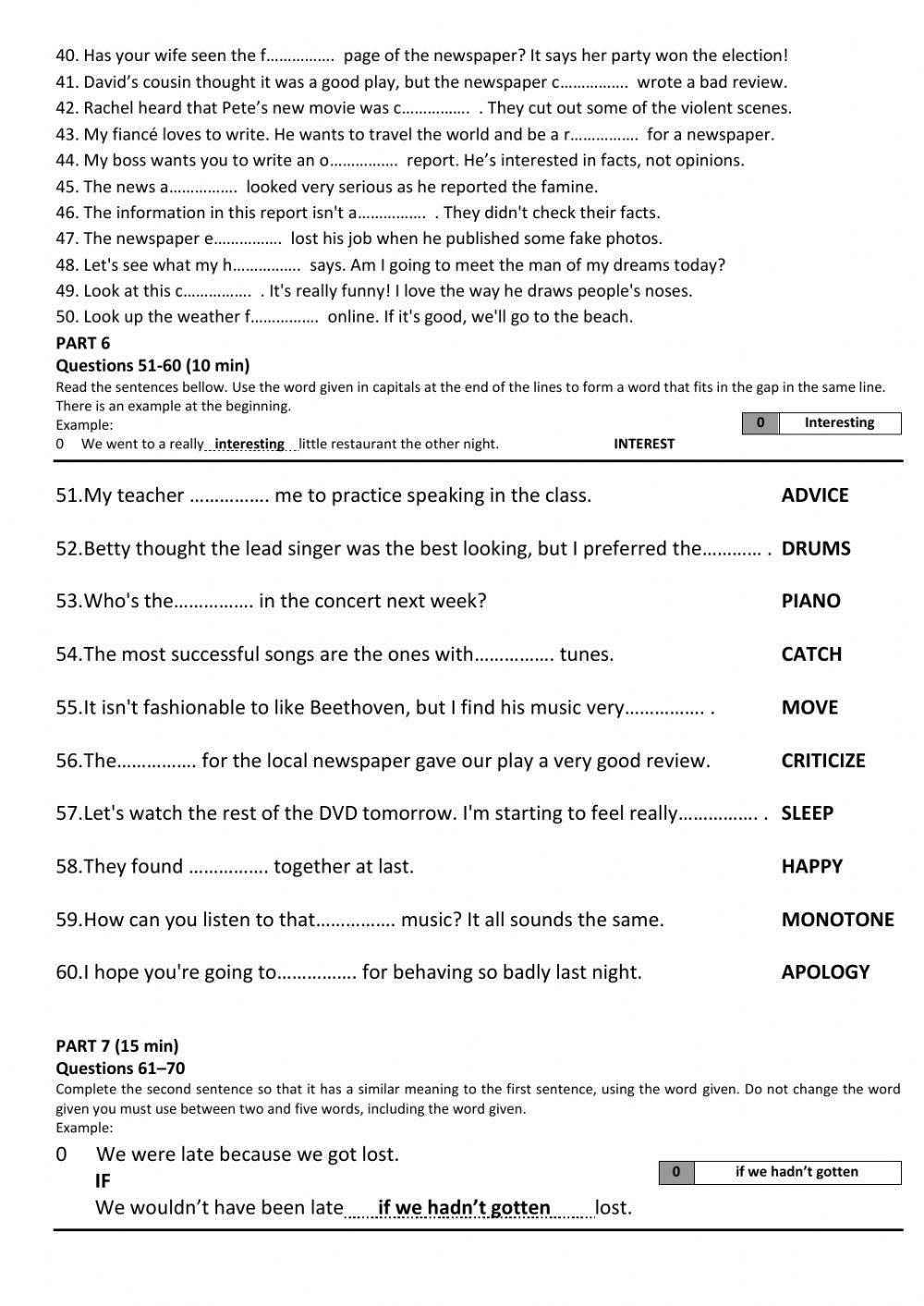 Twenty-second cycle Final exam