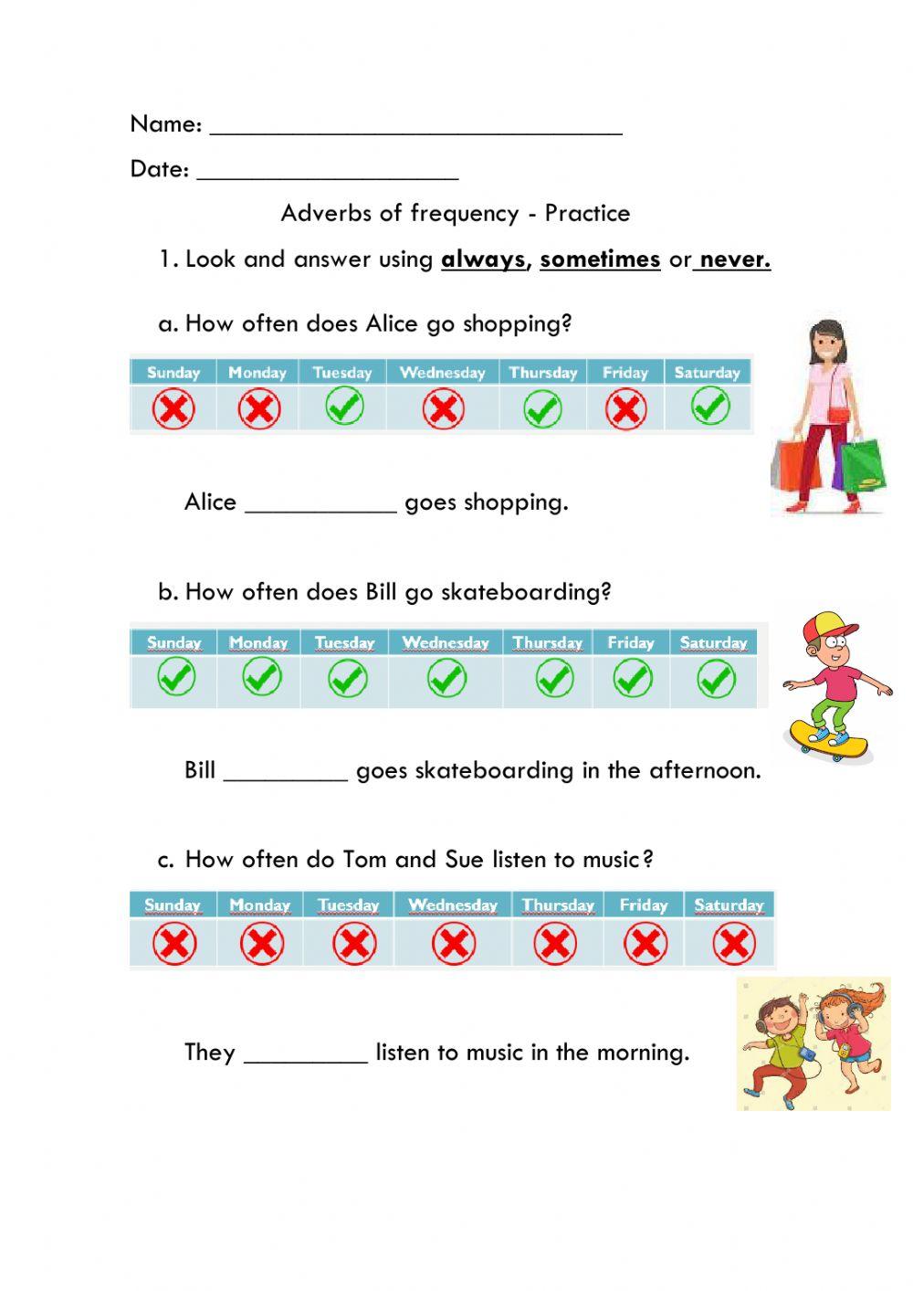 Adverbs of frequency - Practice