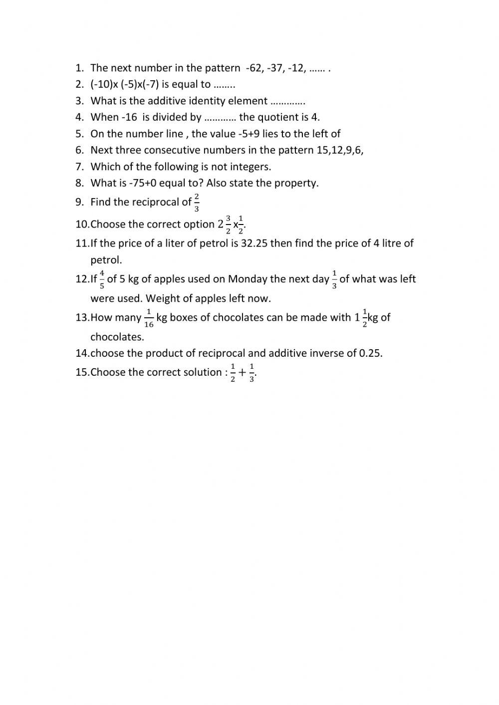 worksheet for pt1 CLASS7