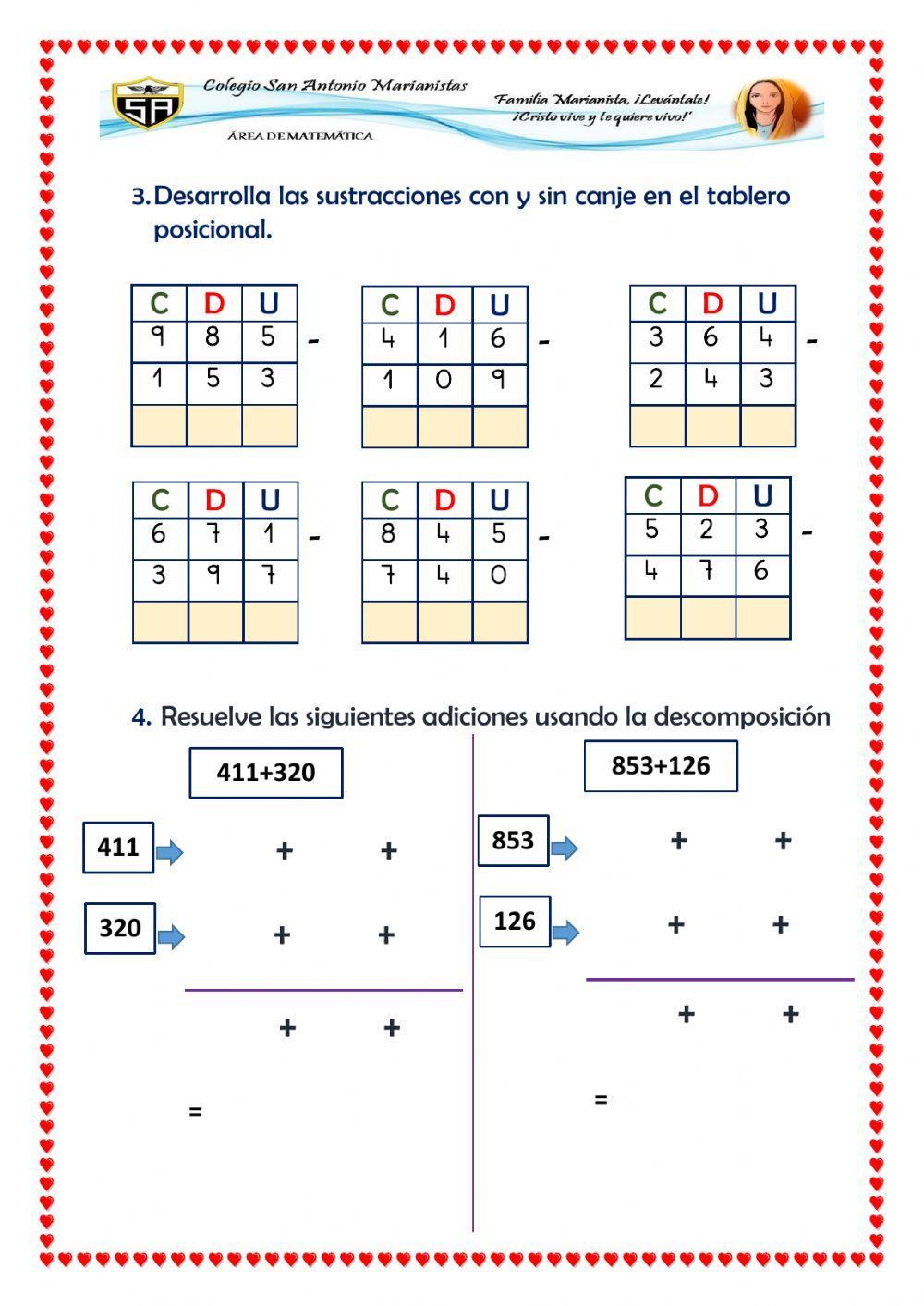 Sumas y restas con canje