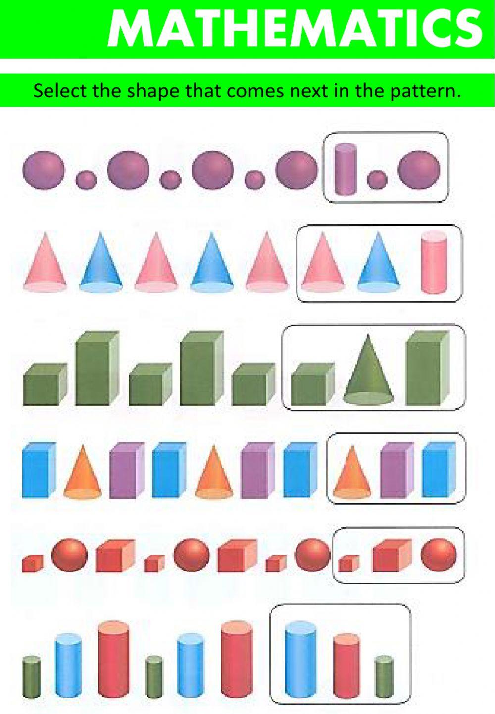 Patterns of Solid Shapes 2341 | Live and Learn Academy