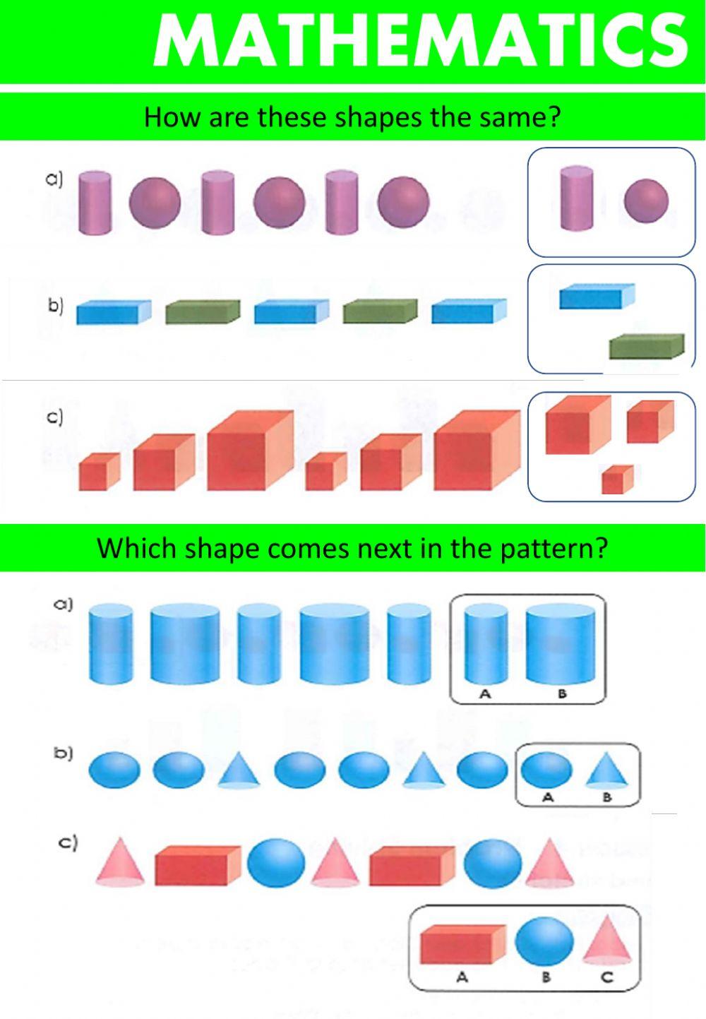 Patterns of Solid Shapes 2341 | Live and Learn Academy