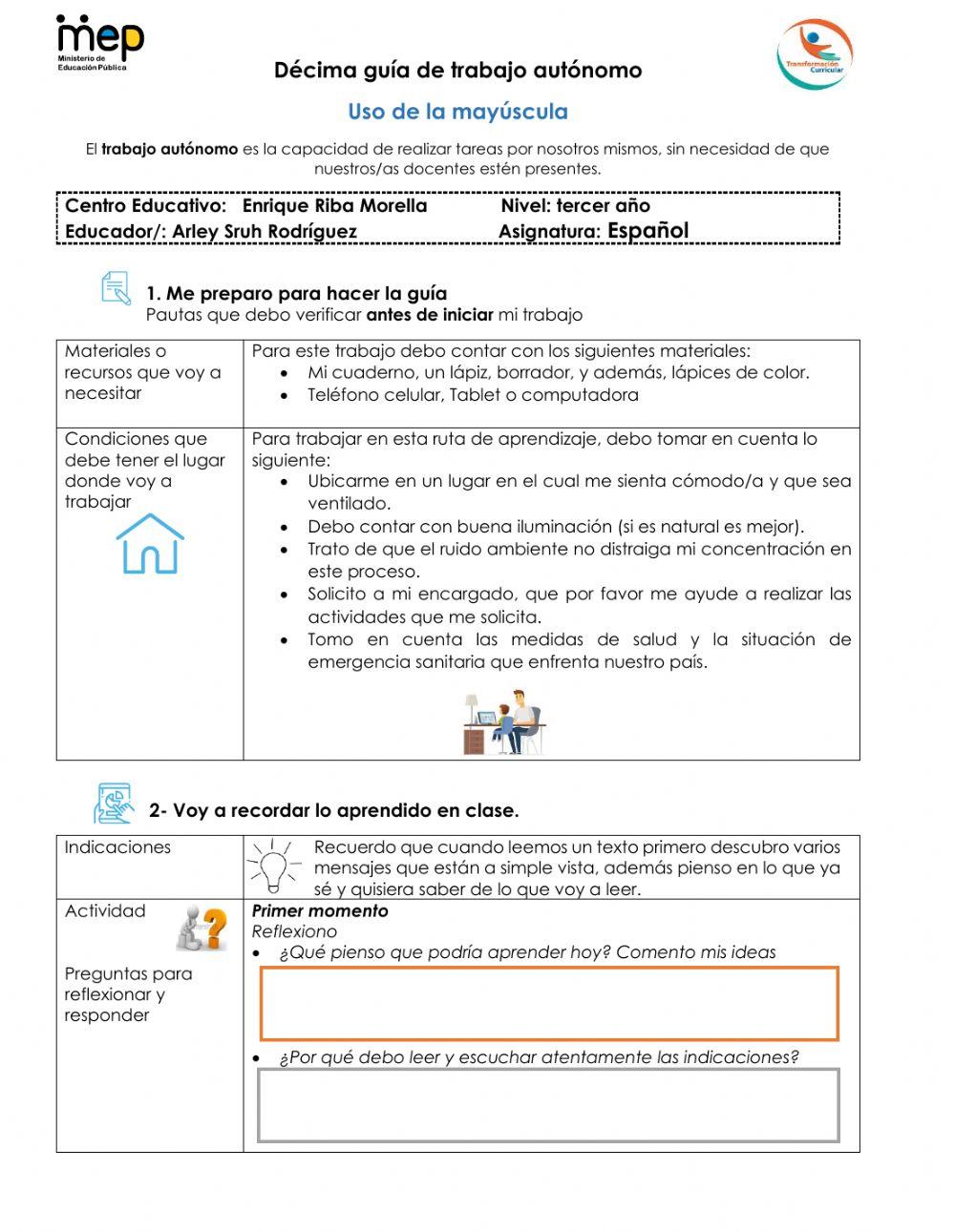 Uso de las mayúsculas