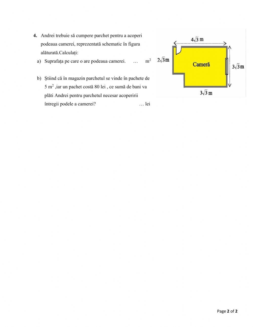 Aplicații ale radicalilor în geometrie