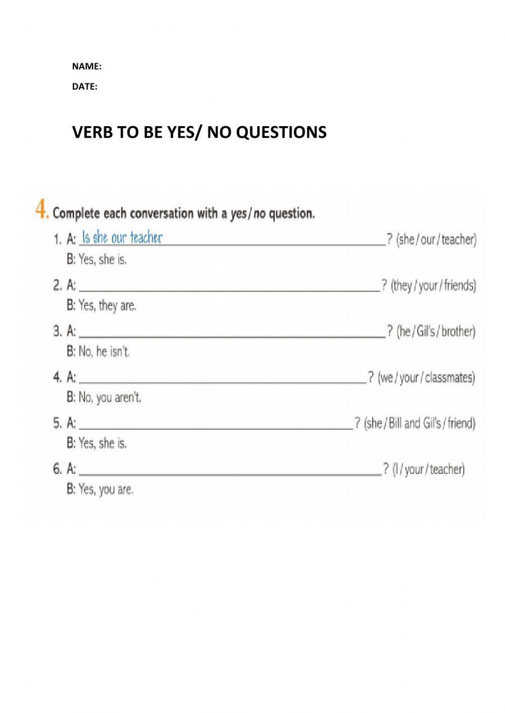 VERB TO BE YES-NO questions
