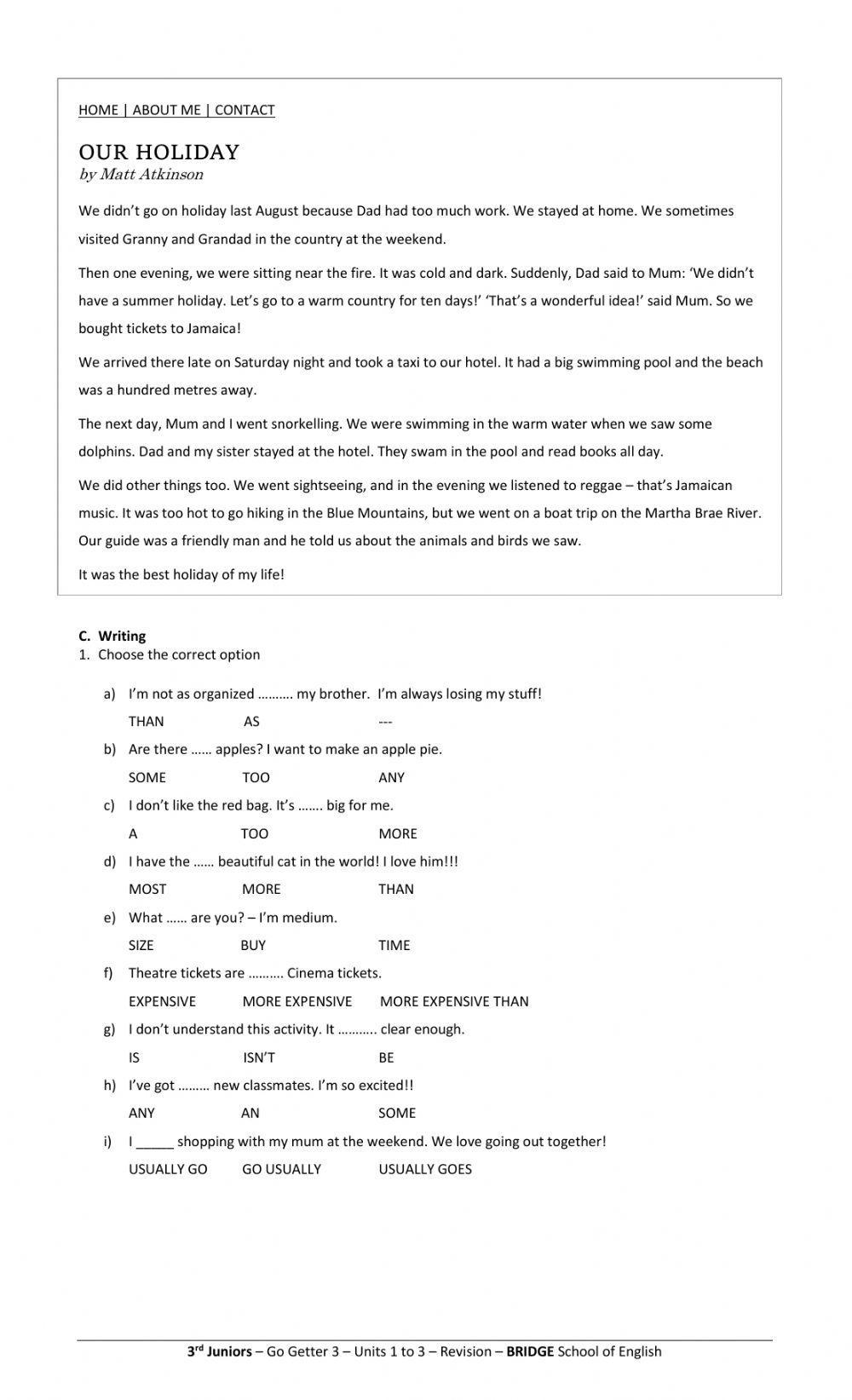 Revision Units 1 to 3 Go Getter 3