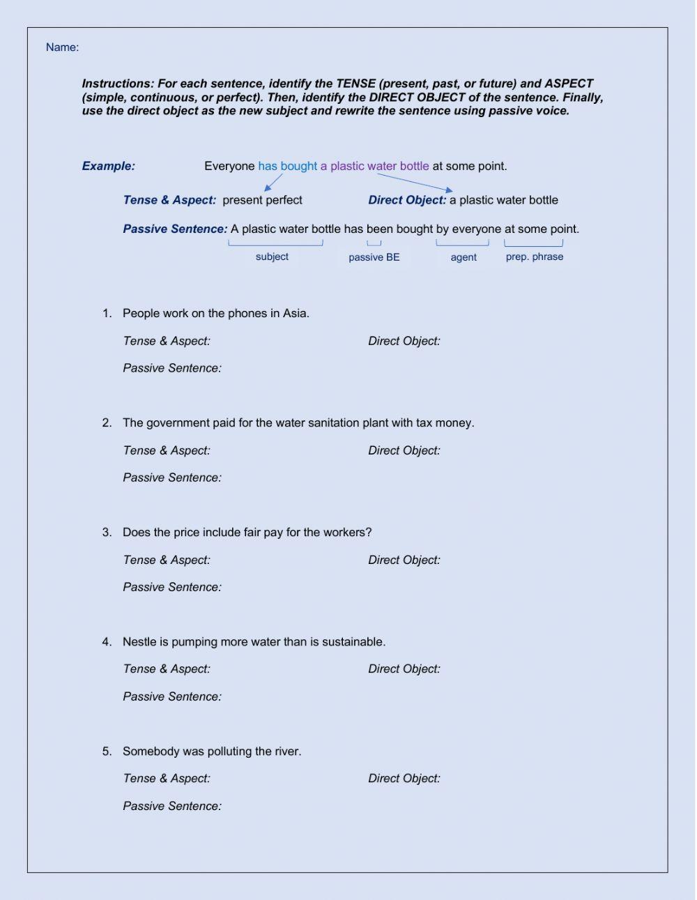 Active to Passive Sentences