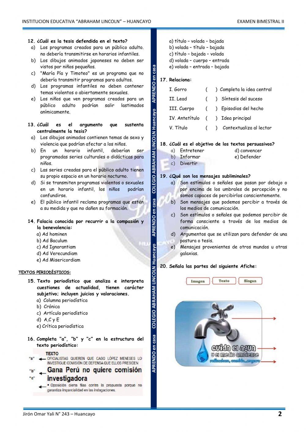 Exam. 2do Bim - 3ro de Secundaria