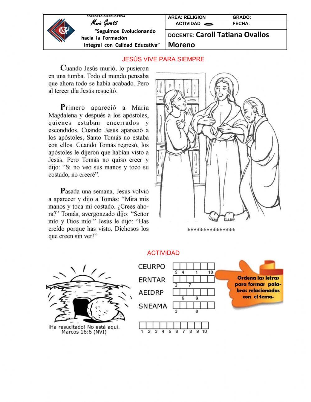 Jesús vive interactive worksheet | Live Worksheets