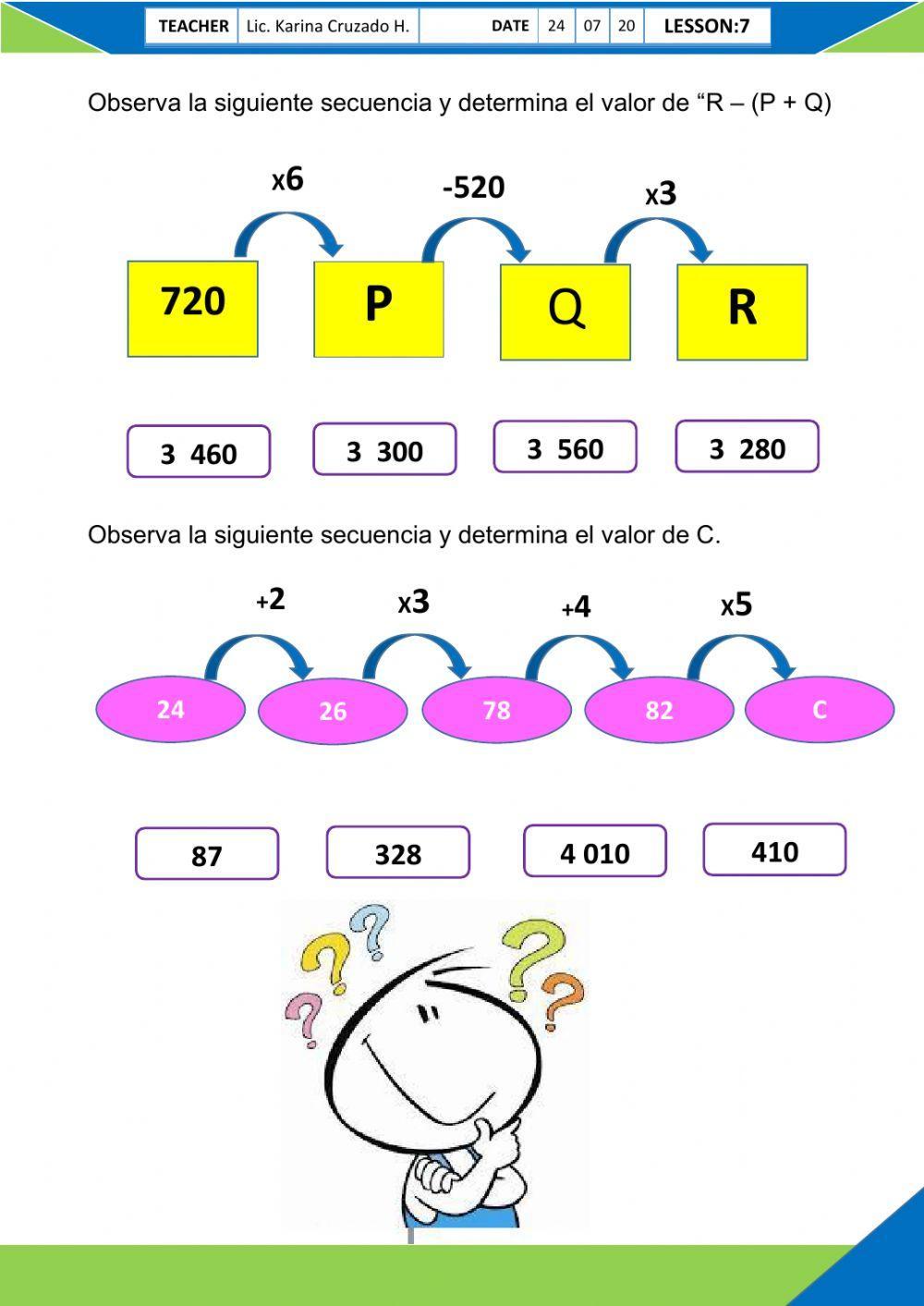 Patrones aditivos y multiplicativos