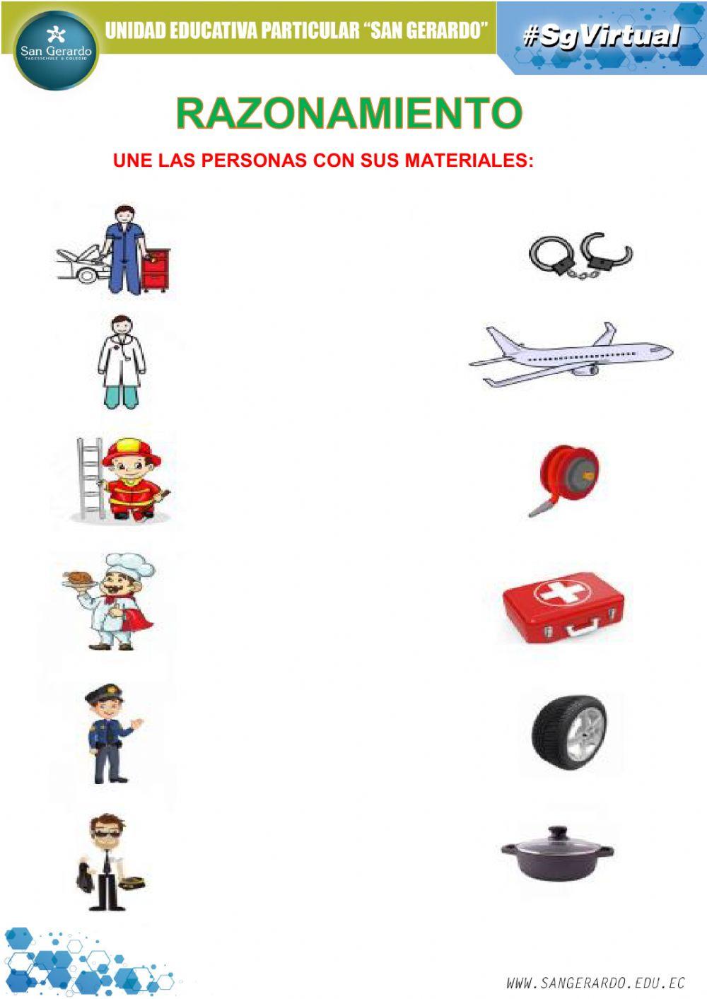 Une las personas con sus materiales