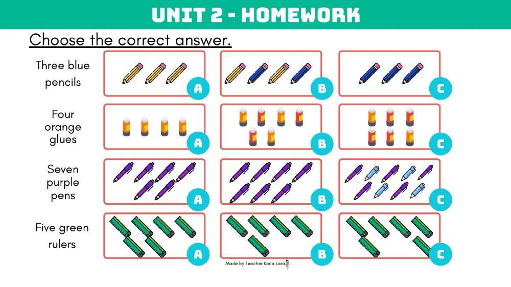 Números, colores y school items