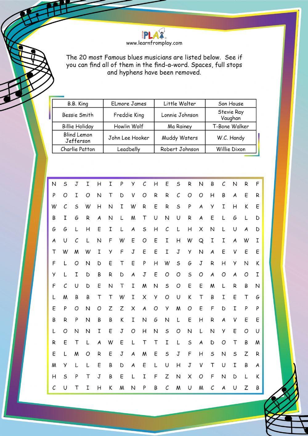 Double Bass Blues - Find-A-Word