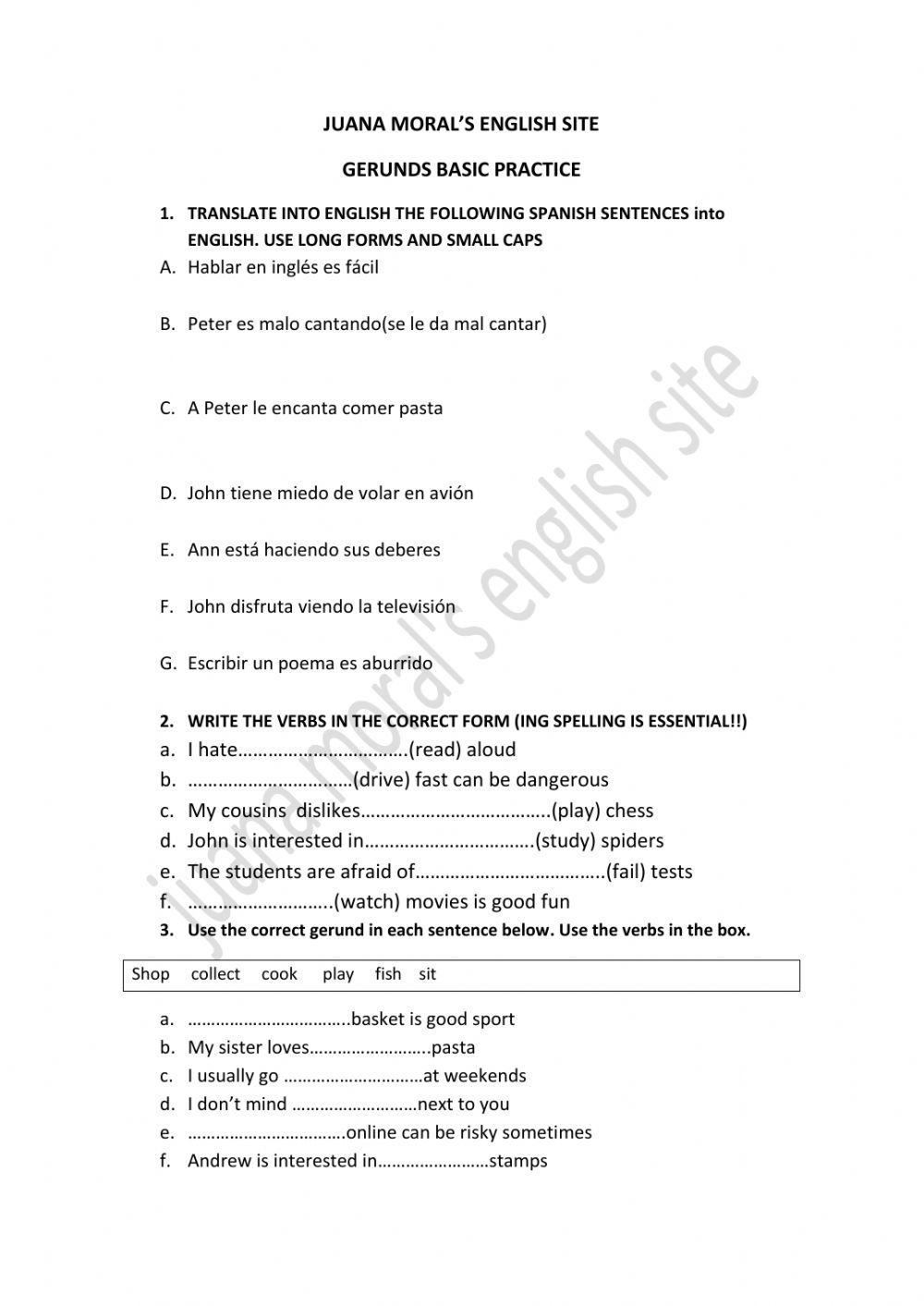Gerunds basic practice