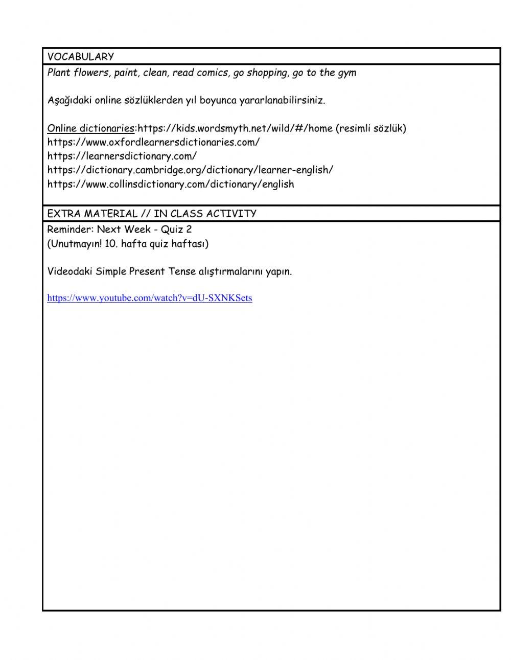Level 3 Week 9 weekly plan