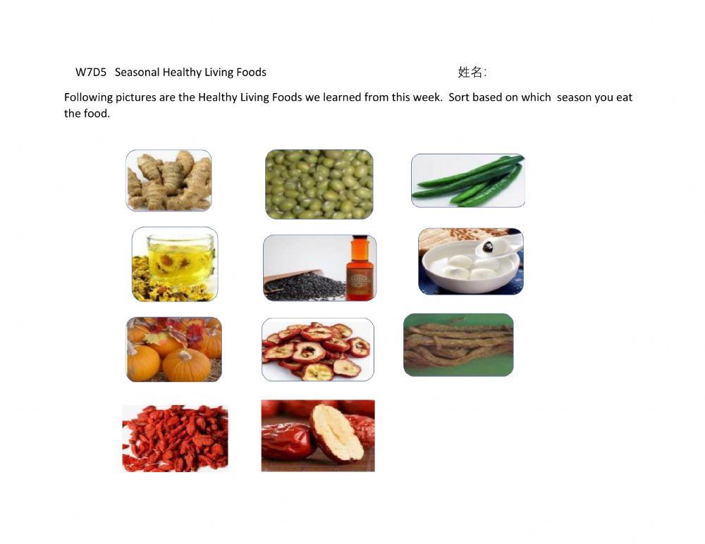 Seasonal healthy living foods