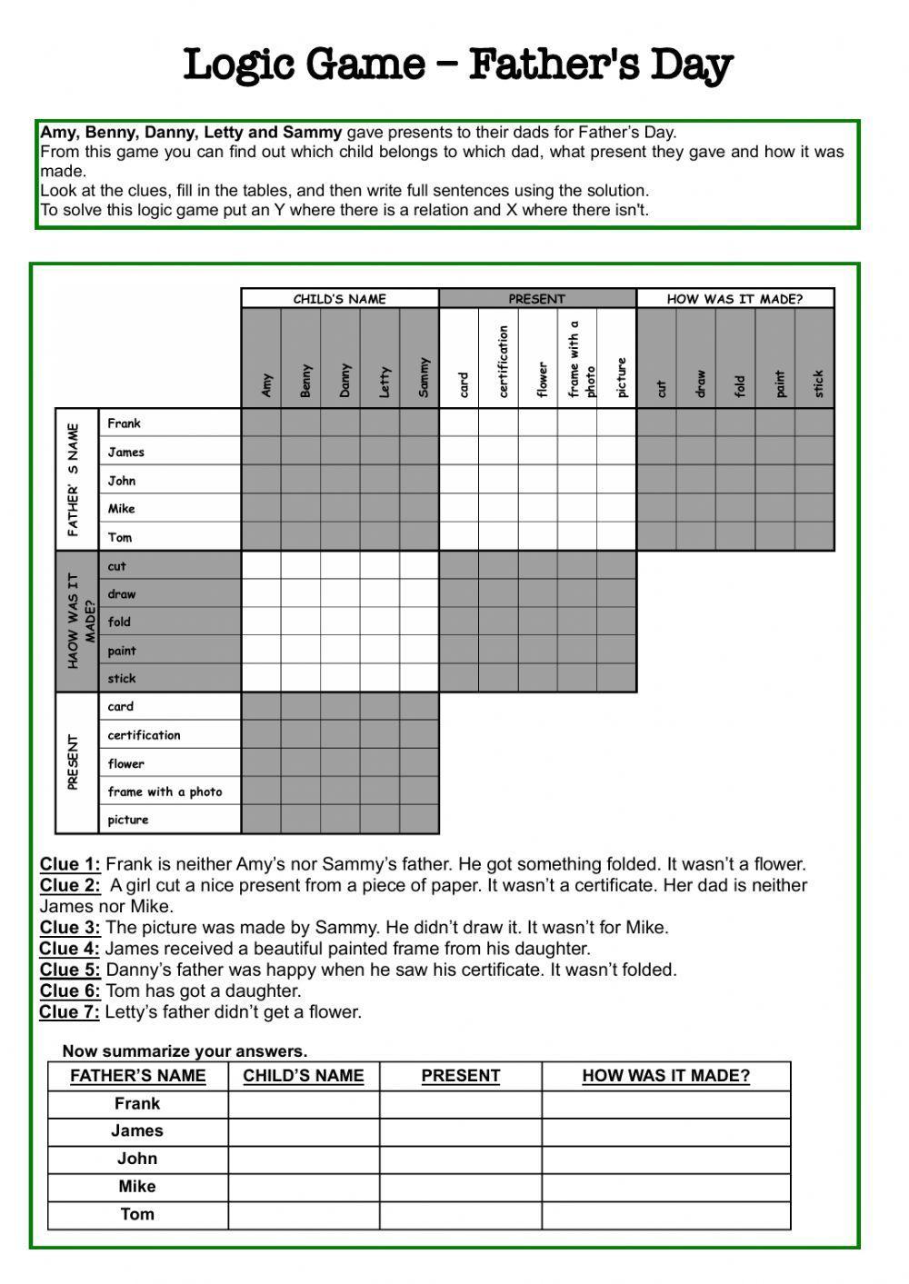 Father's day - logic game