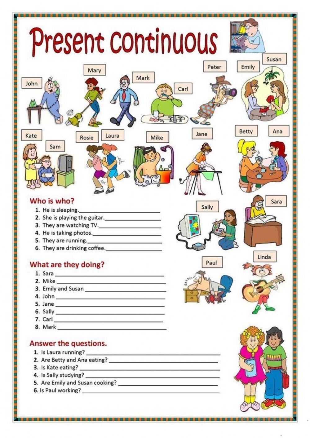 Present continuous worksheet