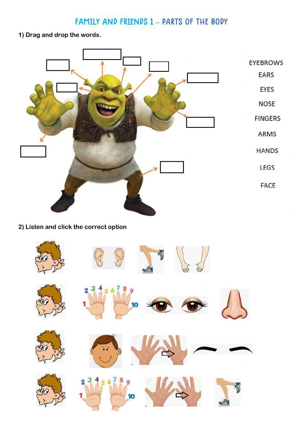 Parts of the body online exercise for YOUNG LEARNERS | Live Worksheets