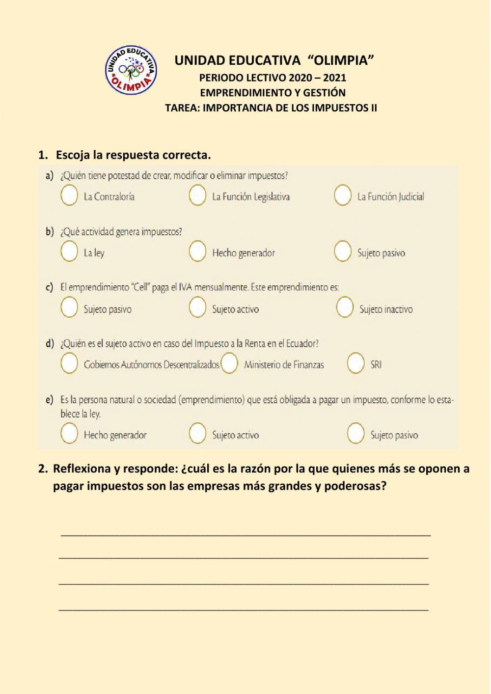 Importancia de los impuestos ll