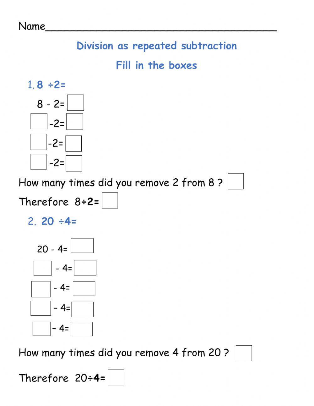 Division as repeated subtraction Division as repeated subtraction