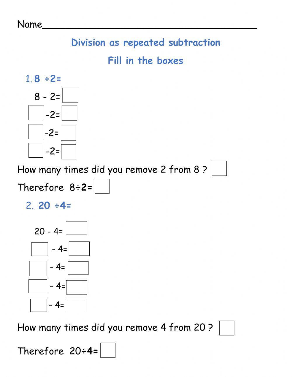 Division as repeated subtraction