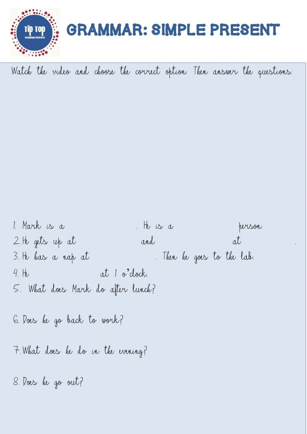 Simple Present - Grammar video
