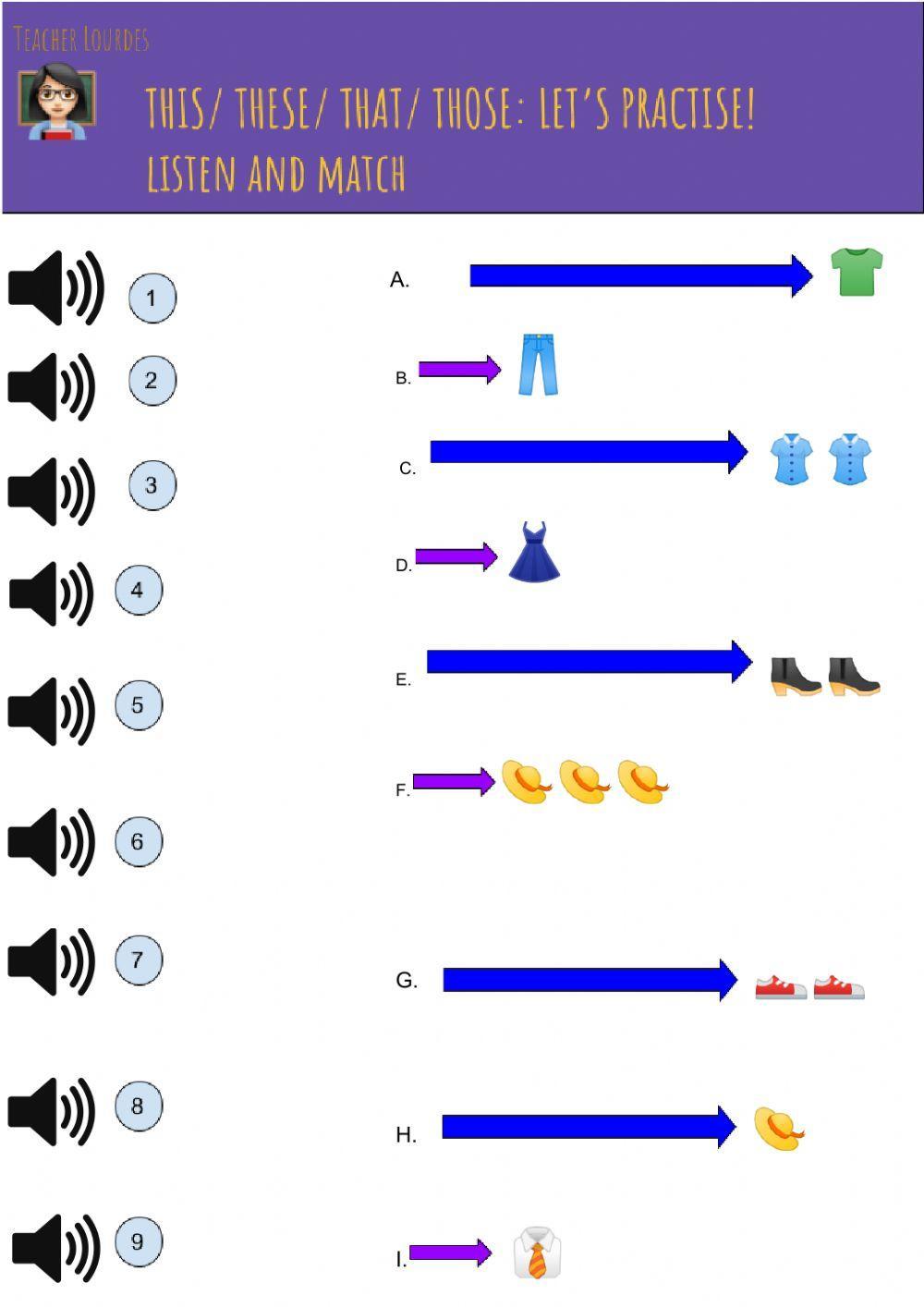 Listen and match: this-these-that-those