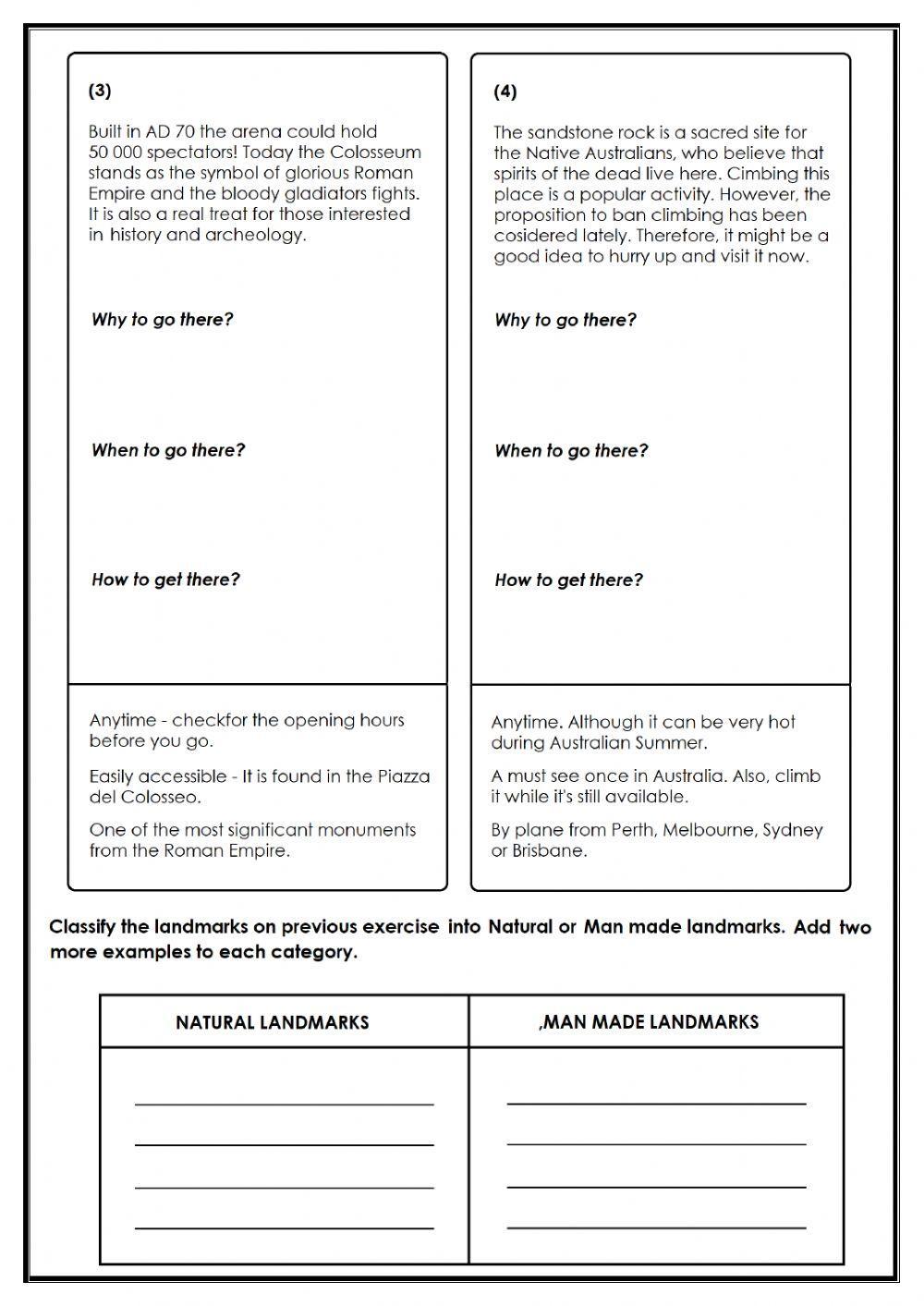 Landmarks | Free Interactive Worksheets | 310418