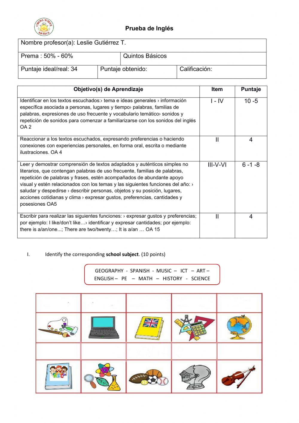 English Test 5th Grade