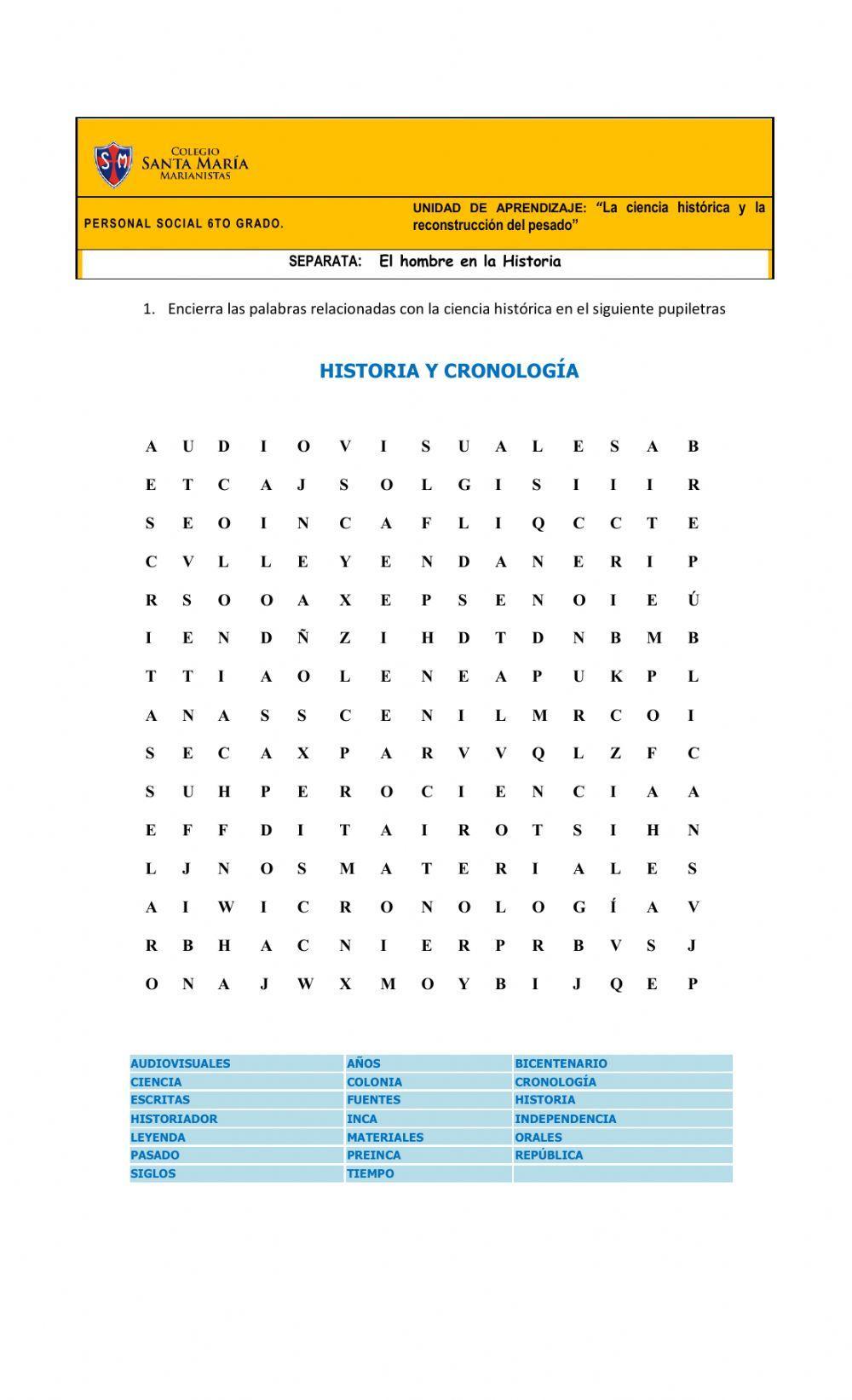 PUPILETRAS DE HISTORIA Y CRONOLOGÍA