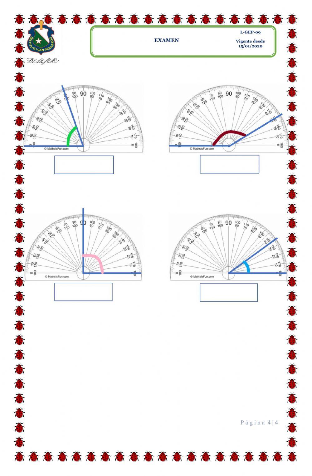 Examen geometría tercero