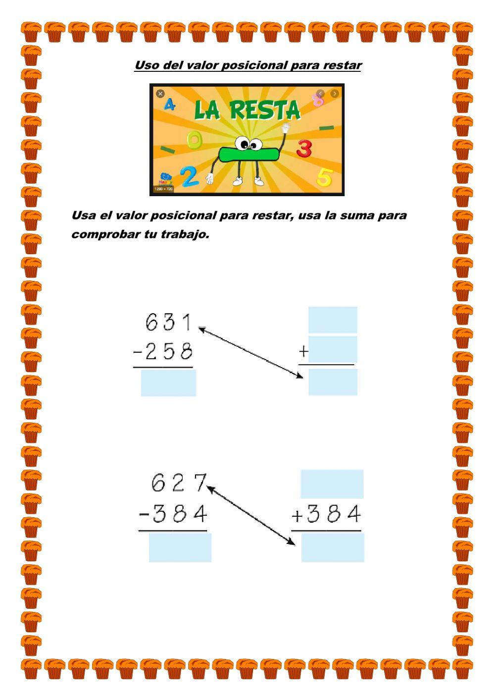 Uso de valor posicional en la resta