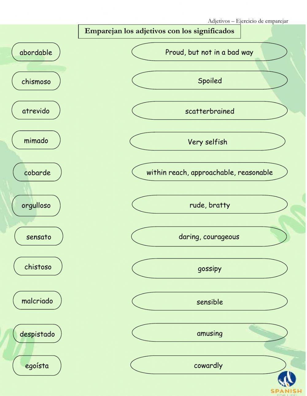 Adjetivos - Emparejar