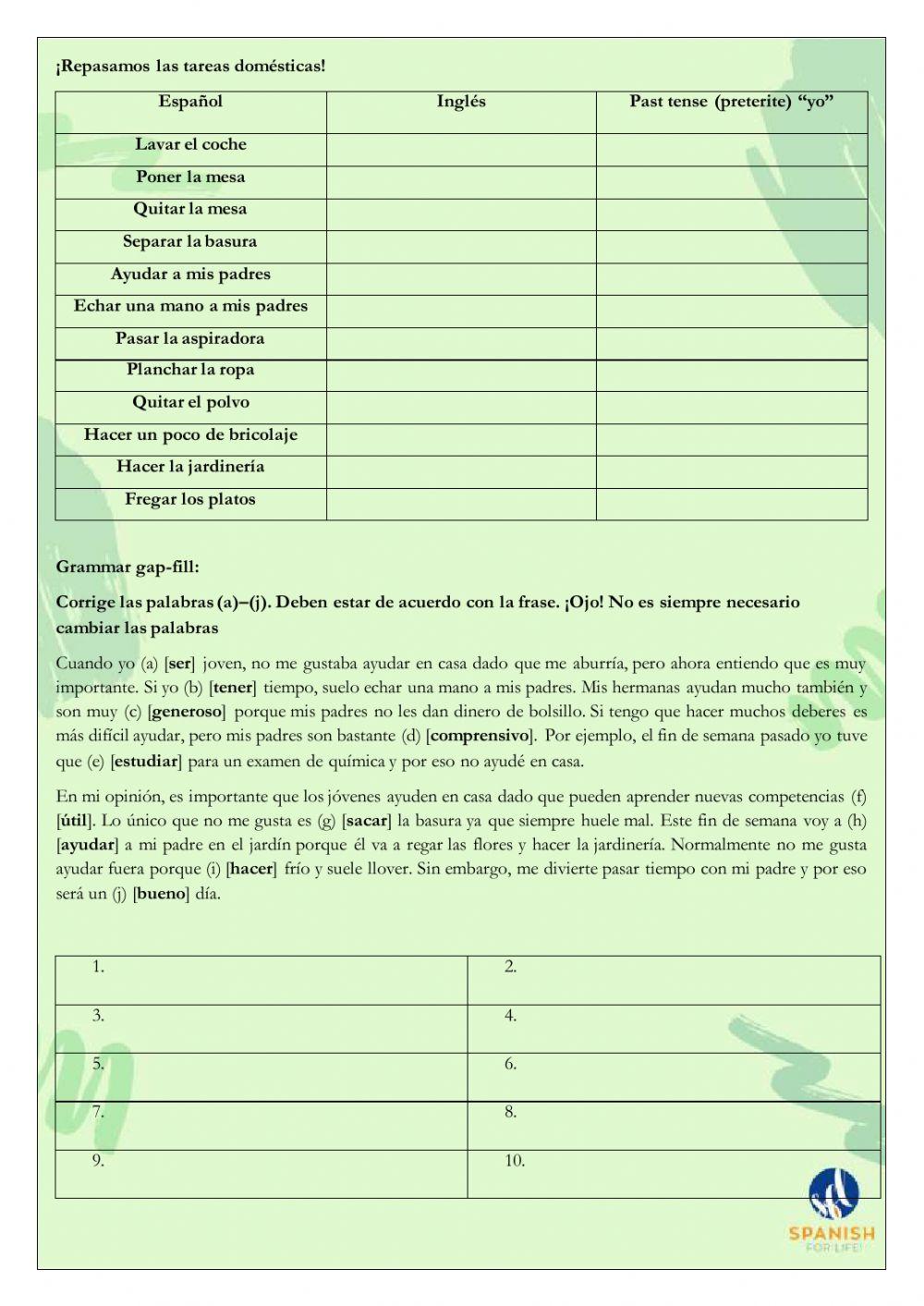 Las tareas domésticas