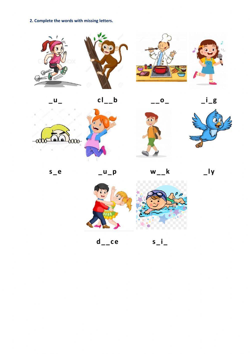 Can can't Vocabulary test