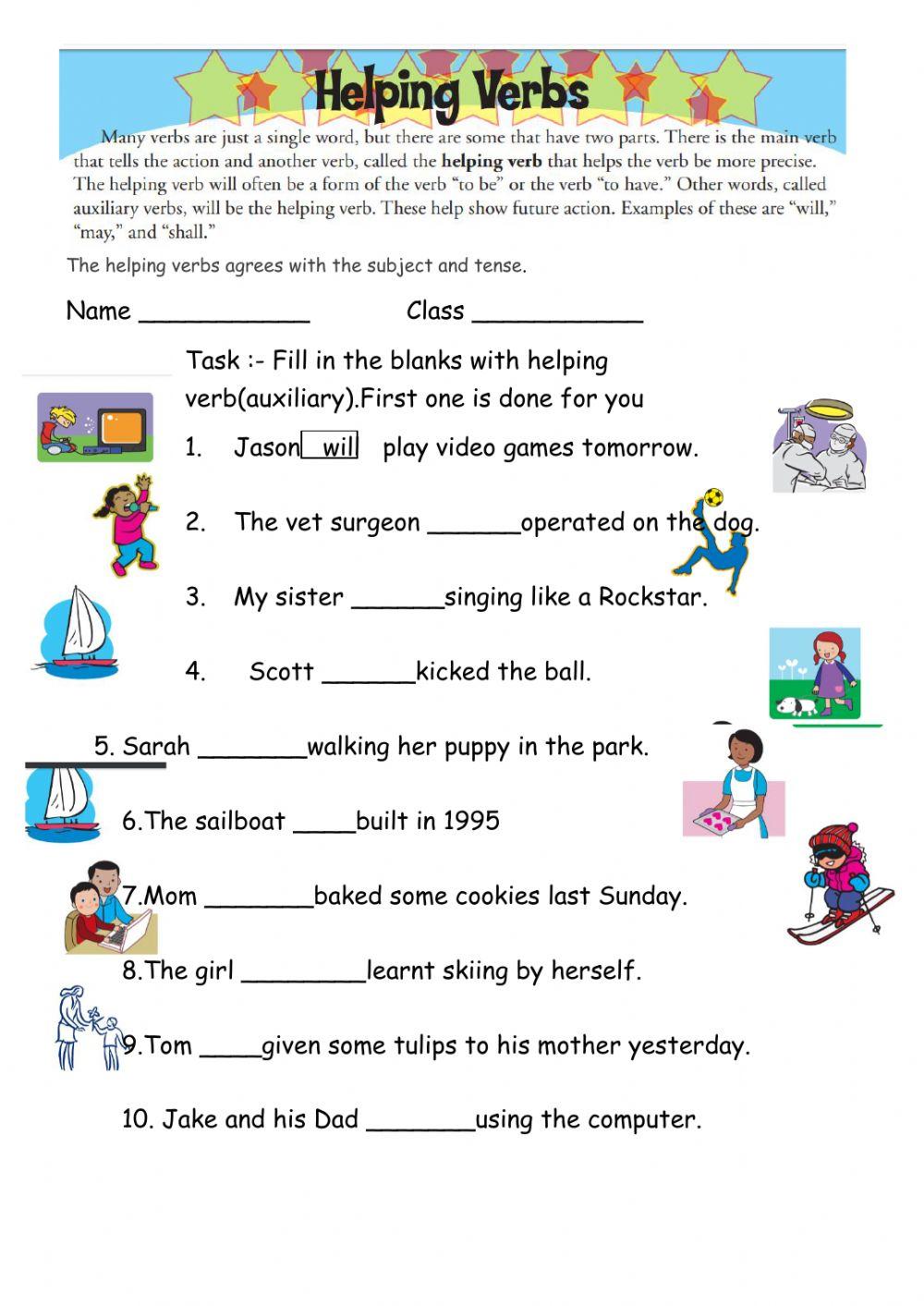 Helping Verbs Worksheet 2nd Grade helping-verbs-worksheet-2nd-grade