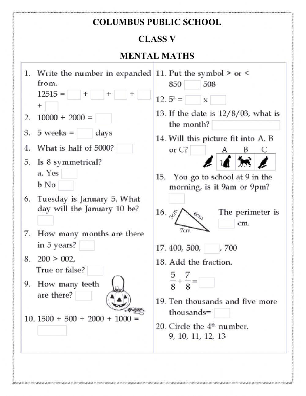 5910485 class 5 mental maths worksheet roma gagneja