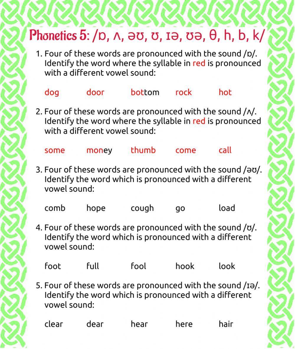 Phonetics 5: ɒ, ʌ, əʊ, ʊ, ɪə, ʊə, θ, h, b, k