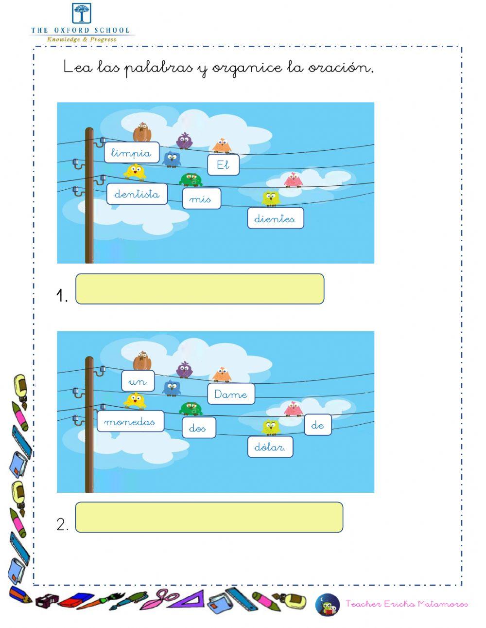 Oraciones con desorganizadas