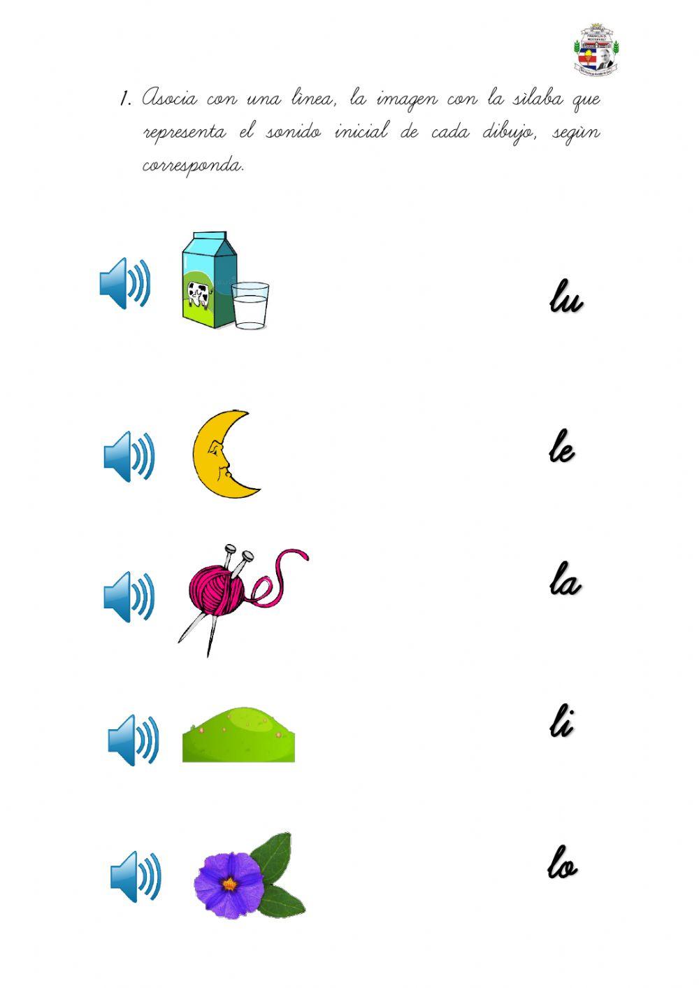 Sílabas y palabras con la letra L