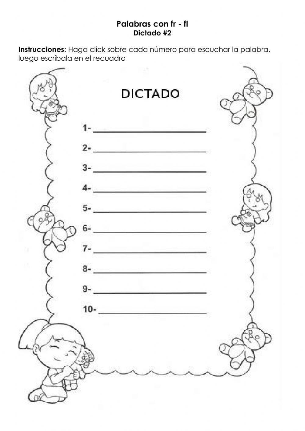 Dictado palabras con fr - fl